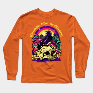 Skull Raven Psychedelia Long Sleeve T-Shirt